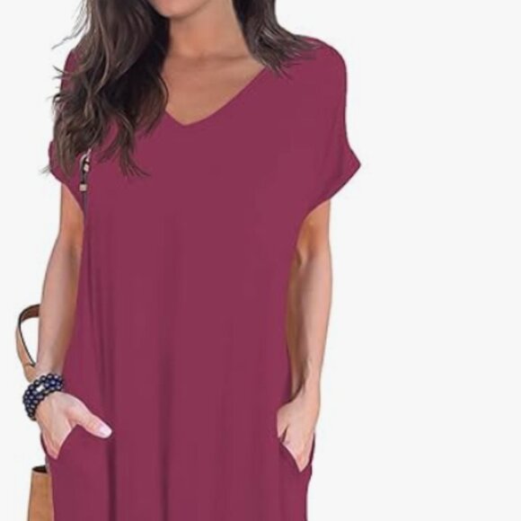 Grecerelle Short Sleeve Split Maxi Dress with pockets - Picture 1 of 3